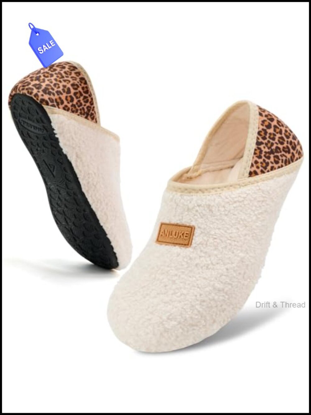 Fuzzy Fleece Slippers Non-Slip Rubber Sole Indoor Outdoor
